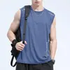 Chaleco de Seda de Hielo para Hombre Moderno Delgado Transpirable de Secado Rápido Deportivo Casual Chaleco Ancho Ropa Exterior Camisa sin Mangas de Cuello Redondo para Hombre Verano