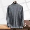 Suéter de Cachemira Retorcido con Espiga de Trigo Otoño e Invierno Moda Base de Lana Cachemira de Lujo Ligero Suéter Jacquard de Cuello Alto Falso para Hombre