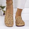 Sapatos Planos de Couro Vazados Plus Size para Comércio Exterior Europeu e Americano, Femininos, Slip-on Transfronteiriços, Respiráveis com Recortes, Biqueira Larga para Trabalho