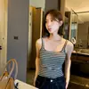 Nueva Camisola de Manga Larga con Rayas Estilo Coreano, Ajustada, Cuello en U, Adelgazante, Versátil, Capa Base, Ropa Exterior Integrada para Mujer, Venta al por Mayor