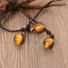Colgante de una sola cuenta de piedra ojo de tigre natural 7A de 16 mm cordón retráctil exportación de comercio exterior productos estrella venta al por mayor de cuentas individuales de piedra ojo de tigre