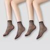 Medias de seda antideslizantes para mujer, calcetines finos de verano para mujer, calcetines cortos invisibles de seda con gancho y cristales, calcetines de tubo medio carnosos