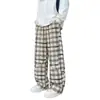 Otoño 2026 Nuevo de Moda Americana Cuadros Pana Deconstruido Talla Grande Pierna Ancha Casual Suelto Pantalones Largos