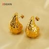 Pendientes de gota martillados de oro de 18 quilates para mujer, estilo francés europeo y americano, de acero y titanio, al por mayor