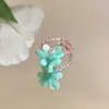 Anillo Flor de Dopamina para Mujer, Diseño de Nicho, Anillo para Dedo Índice, Adorno Lindo de Cuentas para Vacaciones en la Playa, Apilable, Accesorio Festivo