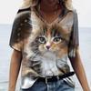 Camiseta de manga corta con cuello en V y estampado de conejo para mujer, estilo europeo y americano, de Amazon, combinable con todo, 2025