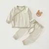Ropa para bebé recién nacido hecha de algodón de colores, primavera y otoño, conjunto de ropa interior básica de una pieza con apertura en la entrepierna para niños y niñas recién nacidos, pijamas de otoño e invierno