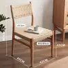 Silla de Comedor Tejida con Cuerda de Ratán Estilo Original Francés Madera Maciza Respaldo Wabi-sabi Muebles para el Hogar Retro Mesa de Comedor de Cerezo Silla Taburete Tejido con Cuerda