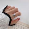 Anillo de oso de dibujos animados lindo de plata S925 versión coreana para mujer, moda retro, temperamento de industria pesada, anillo abierto para el dedo, anillo para el dedo de la comida, marea