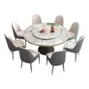 Mesa de jantar redonda em mármore estilo italiano, uma mesa redonda luxuosa e elegante para uso doméstico, adequada para restaurantes e ambientes comerciais, com tampo de mármore resistente ao calor que pode ser usado com cooktops de indução