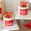 Hola2026 Pegatinas de Feliz Año Nuevo Decoración para Pastel Año del Caballo Fuegos Artificiales de Nochevieja Topper Insertable Acrílico