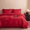 Conjunto de Casamento Jacquard de Luxo Leve Estilo Chinês, Jogo de Cama Vermelho Brilhante, Capa de Edredom, Colcha de Casamento Nova, Cama de Casamento, Roupa de Cama de Casamento