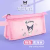 Estojo Sanrio coolomi grande capacidade camada dupla rede transparente bolsa para lápis fofa simples caixa de papelaria bolsa de armazenamento