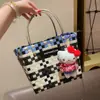 Momoshine Cesta de Vegetais Tecida à Mão de Celebridade da Internet Tailandesa de Verão Grande Capacidade Portátil Bolsa de Ombro Feminina para Praia
