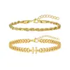 Pulseira Cuban Twist de Aço Inoxidável com 26 Letras para Comércio Exterior Transfronteiriço, Joia Fashion e Ajustável