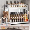 Nuevo Estante de Almacenamiento de Cocina de Acero Inoxidable para Encimera, Organizador Multifuncional para Aceite, Sal, Salsa, Vinagre, Frascos de Condimentos y Portacuchillos