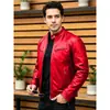 Chaqueta de Cuero Sintético Ajustada para Hombre con Cuello Alto, Chaqueta de Motociclista, Ropa Exterior Casual de Moda para Primavera y Otoño, Nueva Chaqueta de Cuero Transfronteriza