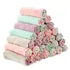 Pano de Prato Cozinha Coral Fleece Toalha de Lavar Louça Sem Óleo Camada Dupla Estampado Pano de Lavar Louça Absorvente Dupla Face Espessado Pano de Limpeza