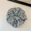 Goma para el pelo de gasa con lunares azul brumoso estilo coreano para mujer, Goma para el pelo de encaje de alta gama con alta elasticidad, Diadema ancha