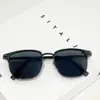 Óculos de Sol Quadrados Pequenos Estilosos de Meio Aro Personalidade Versátil Nicho Artístico Masculino Proteção UV Tendência Frete Grátis C