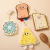 Toalla de Mano de Dibujos Animados Lindos Estilo Coreano Colgante Absorbente de Agua Secado Rápido Limpiar Triple Capa Engrosada Felpa de Coral Pañuelo de Cocina
