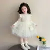 Estilo Coreano Niñas Estilo Little Coco Falda con Mangas Volantes Estilo Primavera y Otoño 2026 Nueva Moda Infantil Niña Elegante Conjunto de Dos Piezas