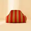 Bolso de Mano de Punto Rayado, Bolso de Mahjong, Versátil Portátil para el Día a Día, Tejido con Clip de Almacenamiento, Bolsa de Maquillaje, Gran Capacidad