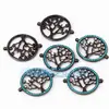 Acessórios para Joias DIY Cobre Puro Banhado a Ouro Microincrustado Árvore da Vida Arco-Íris Conector Incrustado com Turquesa