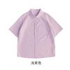 Camisa de algodón puro de manga corta de verano para hombre y mujer, nueva, de color liso, estilo literario, tipo cárdigan suelto, con estampado ligero.