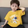Camiseta Casual y Versátil con Estilo de Manga Corta para Niño Pequeño, Camiseta de Manga Corta para Niño, Ropa de Verano, Top Transpirable Estampado de Algodón Puro