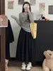 Falda de terciopelo de algodón, modelo otoño 2026, de cintura alta, adelgazante, línea A, bajo amplio, falda de paraguas, elegante, falda de longitud media