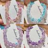 Pulsera de cristal de palomitas de maíz con degradado de hielo y grietas, pulsera de cuentas, linda y bonita pulsera de estudiante, pulsera de verano para mujer, pulsera combinable para mujer