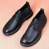 Zapatos de Hombre para Otoño Superficie de Cuero Suela Blanda Zapatos Casuales Zapatos de Vestir de Cuero para Hombre Con Cordones Negros Zapatos de Trabajo para Hombre Cuero de Microfibra
