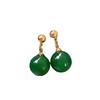 Brincos de contas redondas verdes de estilo nacional vintage feminino 2024 Novo estilo chinês de entrada brincos de luxo brincos simples de alta qualidade para mulheres