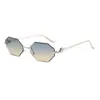 Gafas de sol poligonales sin montura con degradado marrón para hombre, patillas de metal de lujo ligero, estilo europeo y americano, gafas de sol personalizadas con protección UV para mujer