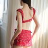 Novo Biquíni Floral Sexy Três Peças 2026 com Saia Estilo Maiô Duas Peças para Mulheres