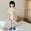 Pijama para Niños Niños Traje Delgado de Manga Corta Niñas Ropa de Casa para Aire Acondicionado Seda de Hielo Transpirable Clase A 0-10 Años Bebé