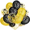 Set de Globos con Confeti Negro Dorado para 16 18 30 40 50 60 Años Combinación Decoración para Fiesta de Cumpleaños de Adultos