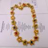 Colar de marcação de conjunto de indústria pesada de esmalte colorido contraste de ouro real Wenjin flor ocidental retrô medieval vintage