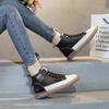 Moda primeira camada couro elástico pedal sapatos de mãe para grávidas 2024 primavera e outono leve versátil cano alto sapatos femininos