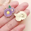 Aleación de Zinc Esmalte Margarita Lirio Flor de Cinco Pétalos Colgante Encanto Pulsera DIY Llavero Accesorios de Joyería