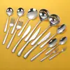Conjunto Elegante de Talheres Estilo Ocidental em Aço Inoxidável 316L, Faca de Bife Espessa, Conjunto de Garfo e Colher para Uso em Hotel e Casa, Conjunto de Colheres de Sobremesa e Café