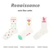 Calcetines Originales Renacimiento para Mujer Primavera y Verano Dibujos Animados Hada Calcetines de Media Pantorrilla Transpirables Finos Sin Costuras para Mujer