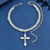 Joyería de Moda Europea y Americana Transfronteriza Colgante Completo de Diamante Collar de Cruz Personalizado Cadena de Cuello Gargantilla Accesorios para Mujer