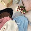Suéter de punto de moda de estilo occidental coreano para niñas, de cuello alto, nuevo para otoño e invierno, suéter tipo jersey para bebé, camiseta básica para niños