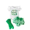 Roupas de Verão para Bebê St. Roupas Infantis Dia de São Patrício Conjunto Macacão de Manga Curta com Estampa de Letras para Bebês