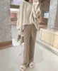 ¡Sí como tú/Surte tus pantalones de punto largos favoritos~Pantalones casuales holgados de pierna recta con caída, pantalones largos adelgazantes y versátiles