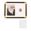 Porta-Retrato Memorial de Patinha de Animal de Estimação 7/8/10 Polegadas Papel Cartão com 2 Grades Almofada de Patinha Sem Tinta Lavável Coleção de Patinhas de Gato Porta-Retrato