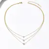 Collar Apilable Dos Tonos de Oro y Acero con Incrustaciones de Diamantes de Tres Capas en Acero de Titanio, Cadena para Clavícula Exquisita de Gama Alta de Nicho, Versátil y Elegante