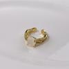 Anillo Europeo y Americano Caibao Zircón Ojo de Gato Chapado en Oro para Mujer Apertura Ajustable Lujo Ligero Versátil Nueva Joyería
